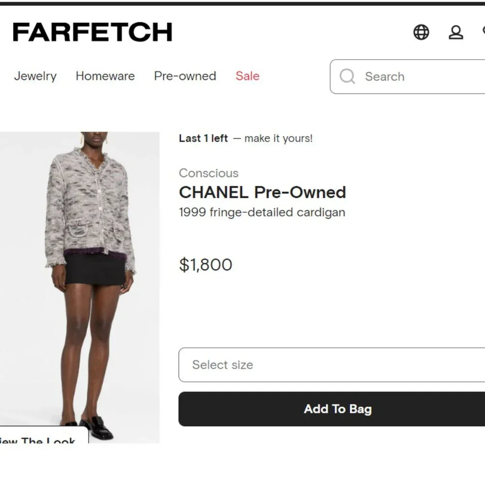 Vintage Chanel 1999 Fall Runway Grey Wool Fringe Sweater - FR 40